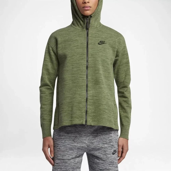 Nike Women's Tech Knit Jacket XS Green Hooded Full-Zip Casual - Picture 2 of 10